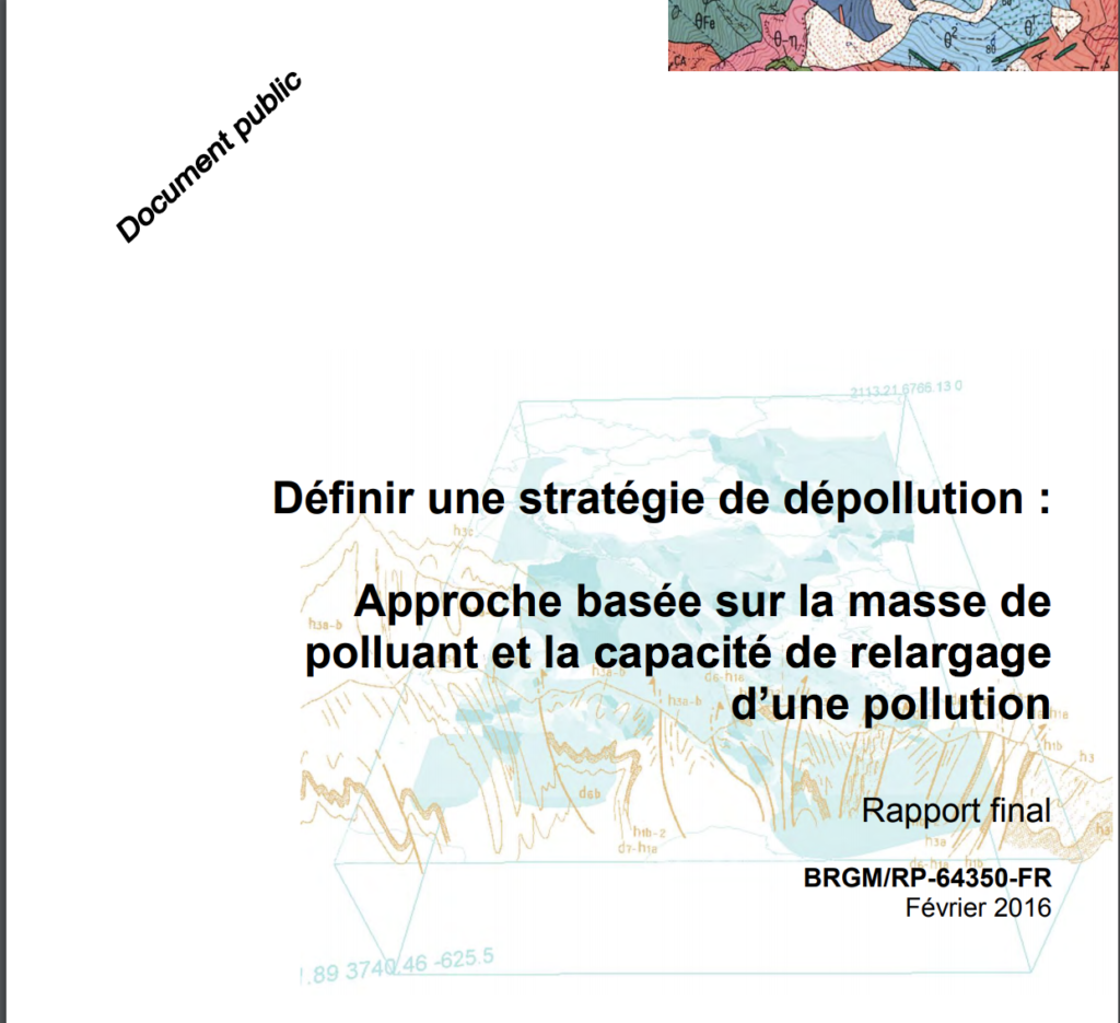 Definir une strategie de depollution approche basee sur la masse de polluant et la capacite de relargage dune pollution BRGM